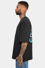HEAVYE OVERSIZE CREW LOVE T-SHIRT WASHED BLACK/BLUE