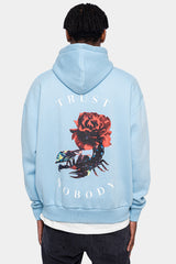 HEAVY OVERSIZE SCORPION DESIGN HOODIE BABY BLUE