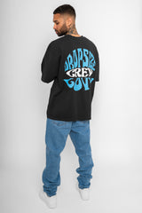 HEAVYE OVERSIZE CREW LOVE T-SHIRT WASHED BLACK/BLUE