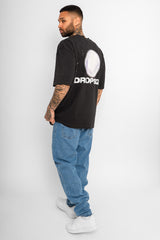 HEAVY OVERSIZE MOON T-SHIRT WASHED BLACK