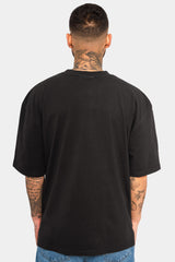 HEAVY OVERSIZE WHITE DOVES T-SHIRT WASHED BLACK