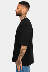 HEAVY OVERSIZE BLUE MOON DESIGN T-SHIRT BLACK