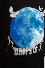 HEAVY OVERSIZE BLUE MOON DESIGN T-SHIRT BLACK