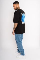 HEAVY OVERSIZE BLUE MOON DESIGN T-SHIRT BLACK