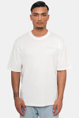 HEAVY OVERSIZE CIRCLE DESIGN T-SHIRT CREAM WHITE/BLUE