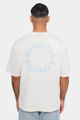 HEAVY OVERSIZE CIRCLE DESIGN T-SHIRT CREAM WHITE/BLUE