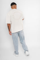 HEAVY OVERSIZE CIRCLE DESIGN T-SHIRT CREAM/ COCONUT