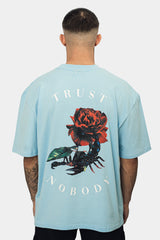 HEAVY OVERSIZE SCORPION DESIGN T-SHIRT BABY BLUE