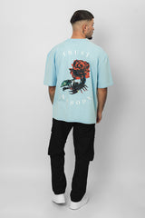 HEAVY OVERSIZE SCORPION DESIGN T-SHIRT BABY BLUE