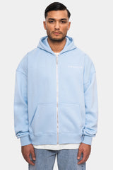 SUPER HEAVY OVERSIZE LOGO ZIP HOODIE BABY BLUE
