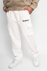 STRAIGHT LEG CARGO SWEAT PANTS CREAM