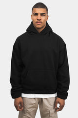 HEAVY OVERSIZE RUBBER PATCH HOODIE BLACK