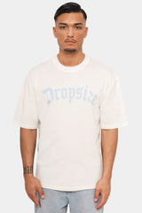 HEAVY OVERSIZE LOGO T-SHIRT CREAM WHITE/ BABY BLUE