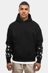 HEAVY OVERSIZE FLYING PIGEON DESIGN HOODIE BLACK