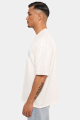HEAVY OVERSIZE LOGO T-SHIRT CREAM WHITE/ BABY BLUE