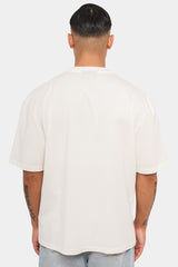 HEAVY OVERSIZE LOGO T-SHIRT CREAM WHITE/ BABY BLUE