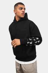 HEAVY OVERSIZE FLYING PIGEON DESIGN HOODIE BLACK