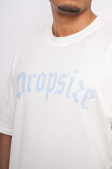 HEAVY OVERSIZE LOGO T-SHIRT CREAM WHITE/ BABY BLUE