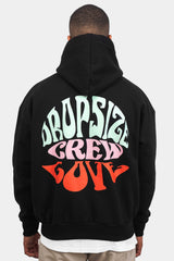 HEAVY OVERSIZE CREW LOVE HOODIE BLACK