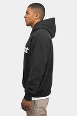 HEAVY OVERSIZE FROTTEE EMBO HOODIE WASHED BLACK