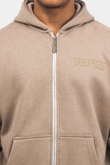 SUPER HEAVY OVERSIZE HD PRINT ZIP HOODIE SILVER MINK