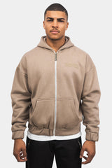 SUPER HEAVY OVERSIZE HD PRINT ZIP HOODIE SILVER MINK