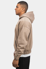 SUPER HEAVY OVERSIZE HD PRINT ZIP HOODIE SILVER MINK