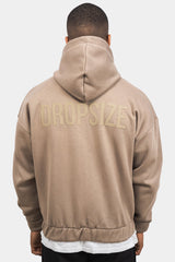 SUPER HEAVY OVERSIZE HD PRINT ZIP HOODIE SILVER MINK