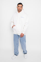 HEAVY OVERSIZE EMBO HOODIE CREAM/BABYBLUE
