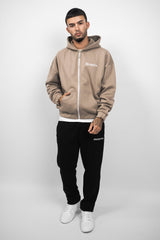 SUPER HEAVY OVERSIZE ZIP HOODIE SILVER MINK
