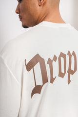 HEAVY OVERSIZE BACKPRINT T-SHIRT CREAM/BROWN