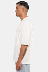 HEAVY OVERISZE EMBO T-SHIRT CREAM/BLUE