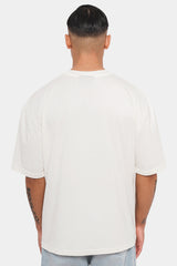 HEAVY OVERISZE EMBO T-SHIRT CREAM/BLUE