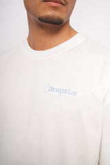 HEAVY OVERISZE EMBO T-SHIRT CREAM/BLUE