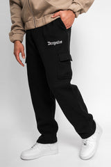 STRAIGHT LEG CARGO SWEAT PANTS BLACK
