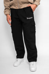 STRAIGHT LEG CARGO SWEAT PANTS BLACK