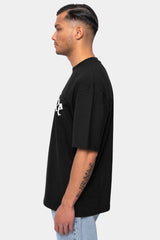 HEAVY OVERSIZE WHITE LOGO PUFFER PRINT T-SHIRT BLACK