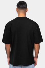 HEAVY OVERSIZE WHITE LOGO PUFFER PRINT T-SHIRT BLACK
