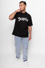 HEAVY OVERSIZE WHITE LOGO PUFFER PRINT T-SHIRT BLACK