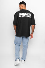 HEAVY OVERSIZE ''BROKEN DREAMS'' T-SHIRT WASHED BLACK
