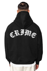 HEAVY OVERSIZE CRIME HOODIE BLACK
