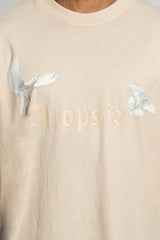 HEAVY OVERSIZE WHITE DOVES T-SHIRT COCONUT MILK