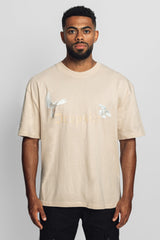 HEAVY OVERSIZE WHITE DOVES T-SHIRT COCONUT MILK