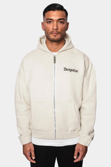 SUPER HEAVY OVERSIZE BLANK ZIP HOODIE COCONUT MILK