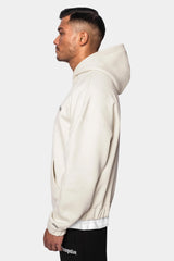 SUPER HEAVY OVERSIZE BLANK ZIP HOODIE COCONUT MILK