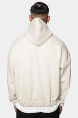 SUPER HEAVY OVERSIZE BLANK ZIP HOODIE COCONUT MILK