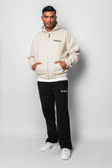 SUPER HEAVY OVERSIZE BLANK ZIP HOODIE COCONUT MILK