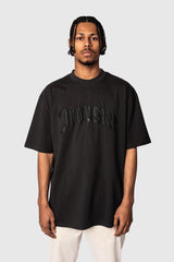 HEAVY OVERSIZE LOGO PUFFER PRINT T-SHIRT WASHED BLACK