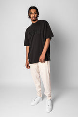 HEAVY OVERSIZE LOGO PUFFER PRINT T-SHIRT WASHED BLACK