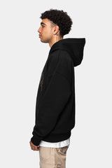 HEAVY OVERSIZE GOLDEN LOGO DESIGN HOODIE BLACK